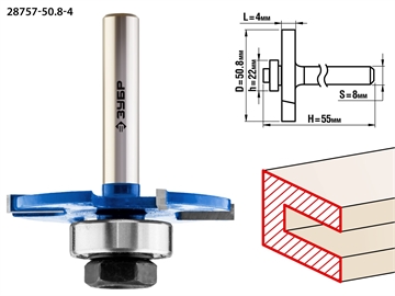 ЗУБР  50.8 x 4 мм, хвостовик 8 мм, фреза горизонтально-пазовая, Профессионал (28757-50.8-4) 28757-50.8-4