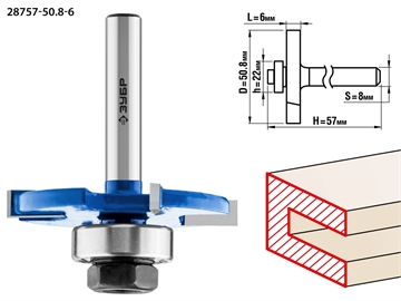 ЗУБР  50.8 x 6 мм, хвостовик 8 мм, фреза горизонтально-пазовая, Профессионал (28757-50.8-6) 28757-50.8-6