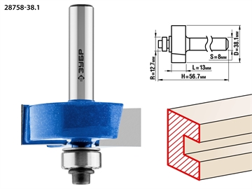ЗУБР  38.1 x 13 мм, хвостовик 12 мм, фреза фальцевая, Профессионал (28758-38.1) 28758-38.1