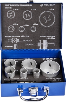 ЗУБР  6 шт, сталь Р6М5, (22,25,35,40.51,67), набор биметаллических коронок (29531-H6-2) 29531-H6-2
