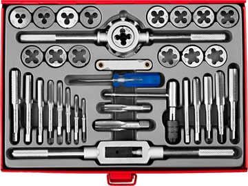 ЗУБР  35 предм., сталь 9ХС, набор метчиков и плашек (28117-H35) 28117-H35_z01