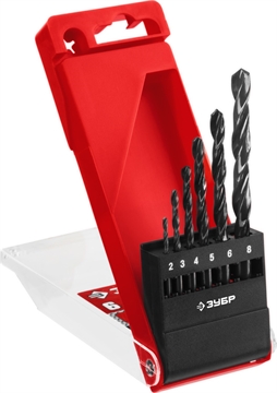 ЗУБР  6 шт, (2-8 мм), сталь Р4М2, класс В, набор сверл по металлу (29605-H6) 29605-H6