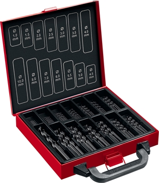 ЗУБР  99 шт, (1-10 мм), сталь Р4М2, класс В, мет.бокс, набор сверл по металлу (29605-H99) 29605-H99