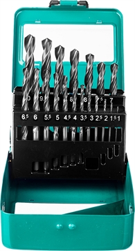 СИБИН  19 шт, (1-10 мм), быстрорежущая сталь, класс В, мет.бокс, набор сверл по металлу (29610-H19) 29610-H19