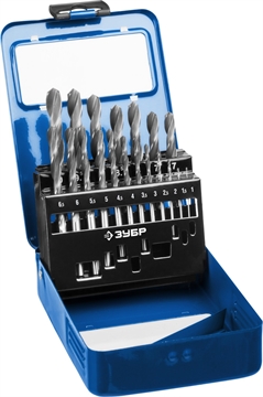 ЗУБР  ПРОФ-В, 19 шт, (1-10 мм), сталь Р6М5, класс В, мет.бокс, набор сверл по металлу, Профессионал (29621-H19) 29621-H19