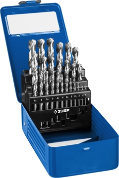 ЗУБР  ПРОФ-А, 25 шт, (1-13 мм), сталь Р6М5, класс А, мет.бокс, набор сверл по металлу, Профессионал (29625-H25) 29625-H25