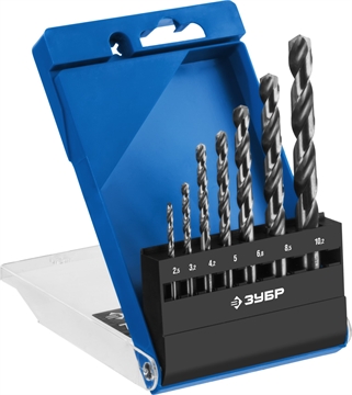 ЗУБР  ПРОФ-А, 7 шт, (2.5-10.2 мм), сталь Р6М5, класс А, резьбовой, набор сверл по металлу, Профессионал (29625-H7R) 29625-H7R