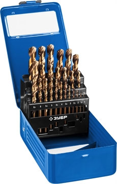 ЗУБР  Кобальт, 25 шт, (1-13 мм), сталь Р6М5К5, класс А, мет.бокс, набор сверл по металлу, Профессионал (29626-H25) 29626-H25