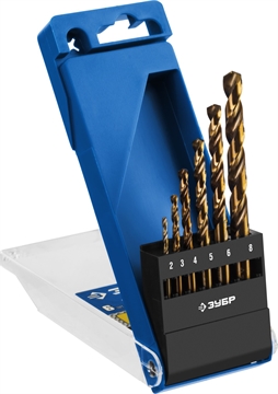 ЗУБР  Кобальт, 6 шт, (2-8 мм), сталь Р6М5К5, класс А, набор сверл по металлу, Профессионал (29626-H6) 29626-H6