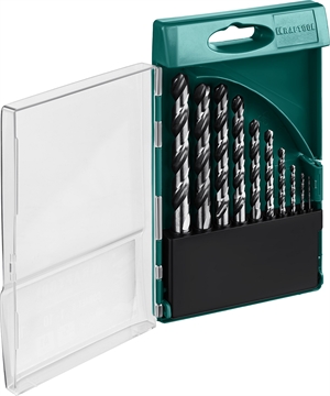 KRAFTOOL  HSS-G, 10 шт, (1-10 мм), сталь P6M5, набор сверл по металлу (29651-H10) 29651-H10