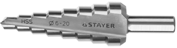 STAYER  6-20 мм, 8 ступеней, сталь HSS, ступенчатое сверло (29660-6-20-8) 29660-6-20-8