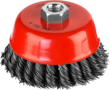 MIRAX  100 мм, жгутированная стальная проволока 0.5 мм, чашечная щетка-крацовка для УШМ (35104-100-2) 35104-100-2