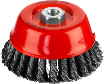 MIRAX  120 мм, жгутированная стальная проволока 0.5 мм, чашечная щетка-крацовка для УШМ (35104-120-2) 35104-120-2