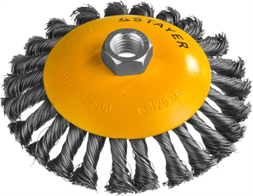 STAYER  125 мм, жгутированная стальная проволока 0.5 мм, коническая щетка-крацовка для УШМ, Professional (35135-125) 35135-125