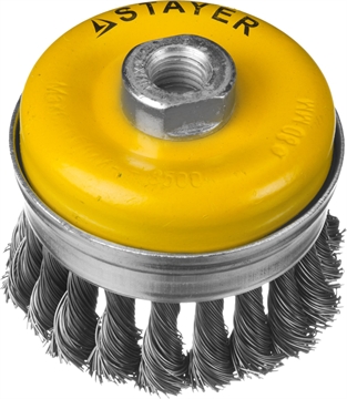STAYER  80 мм, жгутированная стальная проволока 0.5 мм, чашечная щетка-крацовка для УШМ, Professional (35137-080) 35137-080