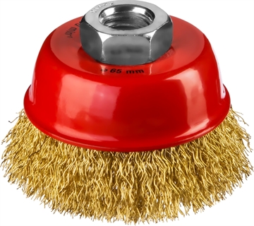 MIRAX  60 мм, витая стальная латунированная проволока 0.3 мм, чашечная щетка-крацовка для УШМ (35142-060) 35142-060