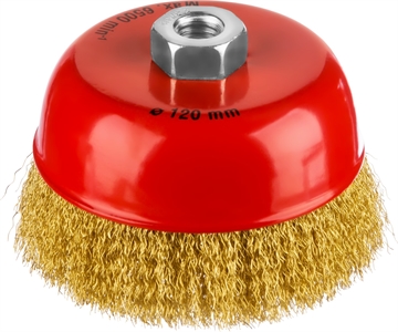 MIRAX  125 мм, витая стальная латунированная проволока 0.3 мм, чашечная щетка-крацовка для УШМ (35142-125) 35142-125