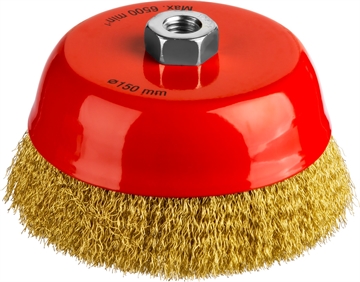 MIRAX  150 мм, витая стальная латунированная проволока 0.3 мм, чашечная щетка-крацовка для УШМ (35142-150) 35142-150