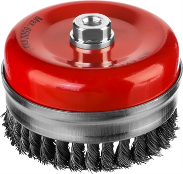 MIRAX  120 мм, жгутированная стальная проволока 0.5 мм,чашечная щетка-крацовка для УШМ (35144-125) 35144-125