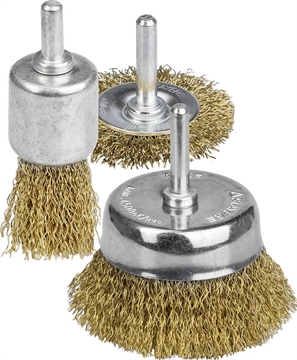 STAYER  3 шт, витая стальная латунированная проволока 0.3 мм, набор щеток-крацовок для дрели, Professinal (35152-H3) 35152-H3_z01