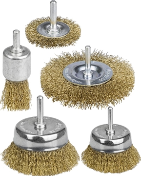 STAYER  5 шт, витая стальная латунированная проволока 0.3 мм, набор щеток-крацовок для дрели, Professinal (35157-H5) 35157-H5_z01