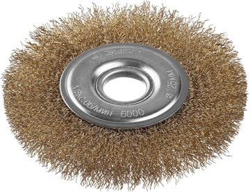 ЗУБР  125 мм, витая стальная латунированная проволока 0.3 мм, щетка дисковая для УШМ, Профессионал (35187-125) 35187-125_z01