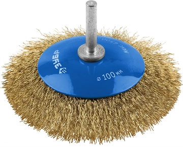 ЗУБР  100 мм, витая латунированная, стальная 0.3 мм, коническая щетка для дрели, Профессионал (35233-100) 35233-100_z02