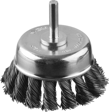 ЗУБР  d 75 мм, жгутированная, стальная проволока 0.3 мм, чашечная щетка для дрели, Профессионал (35255-075) 35255-075_z02