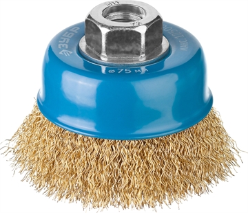 ЗУБР  75 мм, витая стальная латунированная проволока 0.3 мм, чашечная щетка-крацовка для УШМ, Профессионал (3526-075) 3526-075_z02