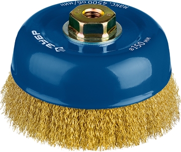 ЗУБР  150 мм, витая латунированная, проволока 0.3 мм, чашечная щетка-крацовка для УШМ, Профессионал (3526-150) 3526-150_z02