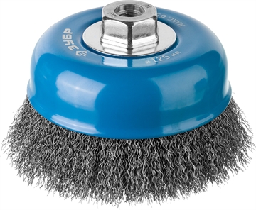 ЗУБР  125 мм, витая, стальная проволока 0.3 мм, чашечная щетка-крацовка для УШМ, Профессионал (35261-125) 35261-125_z02