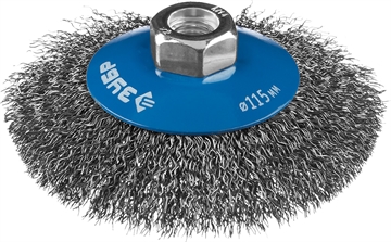 ЗУБР  115 мм, витая, стальная проволока 0.3 мм, коническая щетка-крацовка для УШМ, Профессионал (35265-115) 35265-115_z02