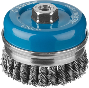 ЗУБР  100 мм, жгутированная стальная проволока 0.5 мм, усиленная чашечная щетка-крацовка для УШМ, Профессионал (3527-100) 3527-100_z02
