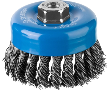 ЗУБР  100 мм, стальная проволока 0.8 мм, чашечная щетка-крацовка для УШМ, Профессионал (35277-100) 35277-100_z02