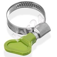 Хомут обжимной червячный сталь 16-27мм с пластиковой ручкой Kvs 108456