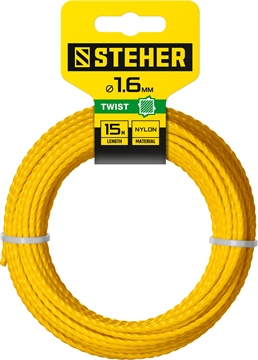 STEHER  ВИТОЙ КВАДРАТ, 1.6 мм, 15 м, леска для триммера (75020-1.6) 75020-1.6
