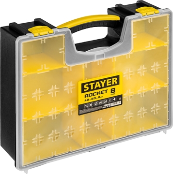 STAYER  ROCKET-8, 420 х 330 х 110 мм, (16.5″), пластиковый органайзер с 8 съемными лотками (38033-16) 38033-16_z01
