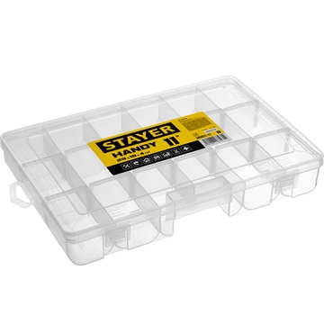 STAYER  HANDY-11, 292 x 180 x 40 мм, (11″), пластиковый органайзер с 18 ячейками (38051-11) 38051-11_z01