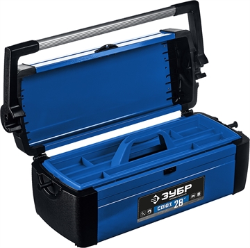 ЗУБР  СОЮЗ-28, 710 x 270 x 260 мм, (28″), металлический ящик для инструментов, Профессионал (38151-28) 38151-28_z01