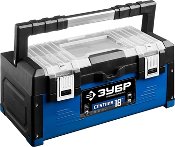 ЗУБР  СПУТНИК-18, 460 х 230 х 200 мм, (18″), металлический ящик для инструментов, Профессионал (38153-18) 38153-18