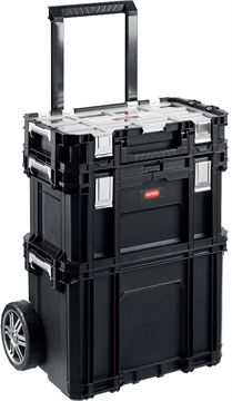 KETER  SMART ROLLING, 564 х 373 х 700 мм, (22″), набор пластиковый ящик-тележка + ящик для инструментов + ящик органайзер (38390-22) 38390-22