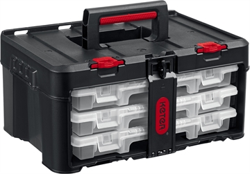 KETER  STACKNROLL, 481 х 332 х 233 мм, (19″), пластиковый ящик с 3 органайзерами и 18 ячейками (38406) 38406