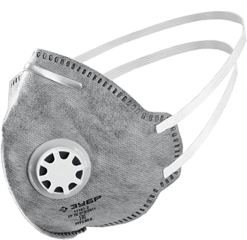 ЗУБР  ПГ-95,  класс защиты FFP2, плоская, с угольным слоем, фильтрующая полумаска с клапаном выдоха, Профессионал (11167-2) 11167-2_z01