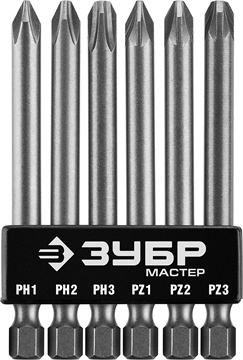 ЗУБР  MX-6, 6 шт, набор бит с адаптером (26089-H6) 26089-H6