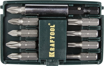 KRAFTOOL  Compact-10, с магнитным адаптером, 10 шт, набор бит (26130-H10) 26130-H10