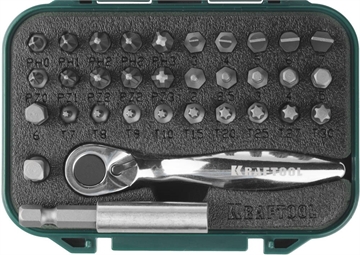 KRAFTOOL  33 шт, набор бит с мини-трещоткой (26157-H33) 26157-H33