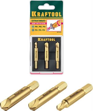KRAFTOOL  3 шт, набор экстракторов поврежденного крепежа (26770-H3) 26770-H3