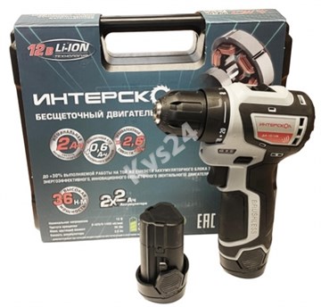 Аккумуляторная дрель-шуруповерт ИНТЕРСКОЛ ДА-10/12В 36 МиниМАКС 26324
