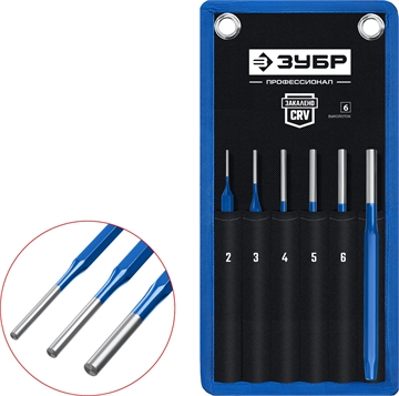 ЗУБР  6 предметов, набор шестигранных выколоток в чехле, Профессионал (21070-H6) 21070-H6
