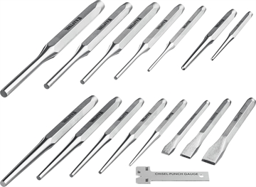 KRAFTOOL  Grand-15, 15 предметов, набор зубил и кернеров (21075-H15) 21075-H15